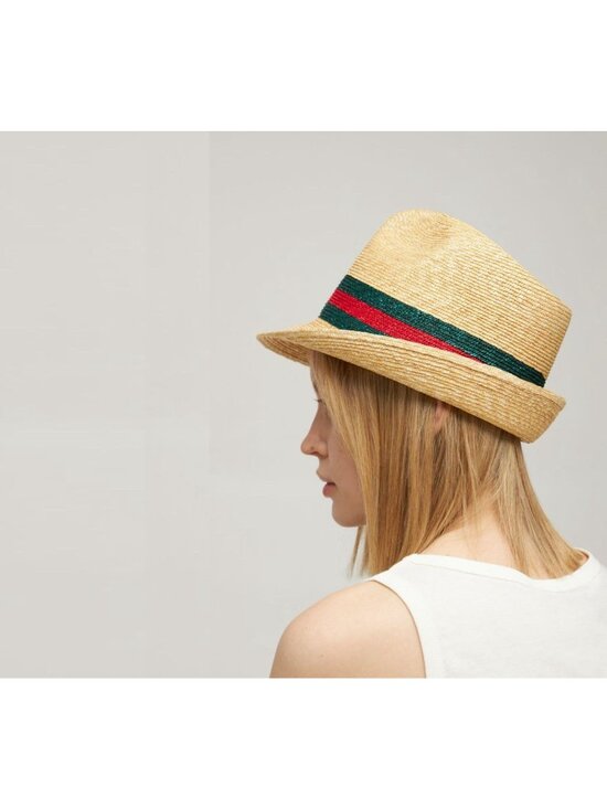NWT 100% Authentic Gucci Beige Web Sherry Line Straw Hat Size M